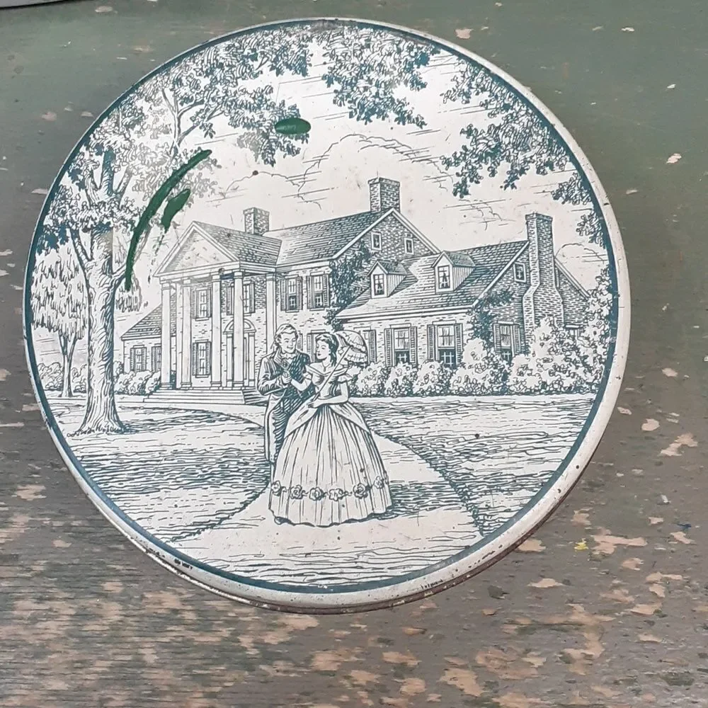3 pc set of vintage round tins featuring elaborate ladies from the past.